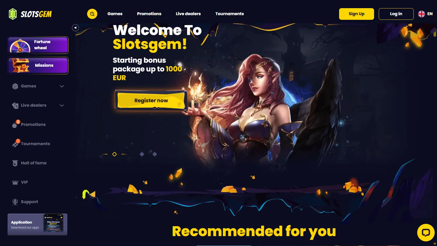 Slotsgem Casino desktop games view