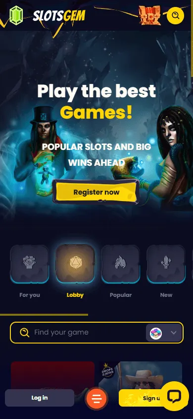 Slotsgem Casino mobile casino games view