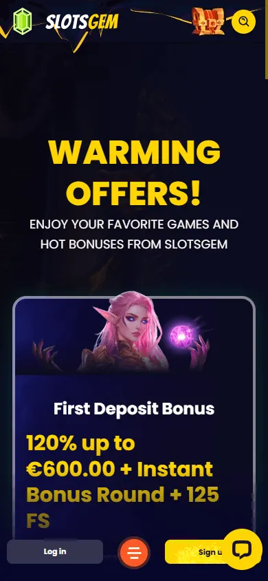 Slotsgem Casino mobile promotions view